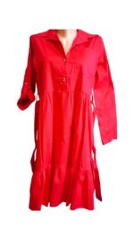 Rochie dama din bumbac cu cordon si nasturi fata, Rosie- PFP43, marimea-M - imagine 2