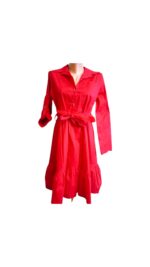 Rochie dama din bumbac cu cordon si nasturi fata, Rosie- PFP43, marimea-M