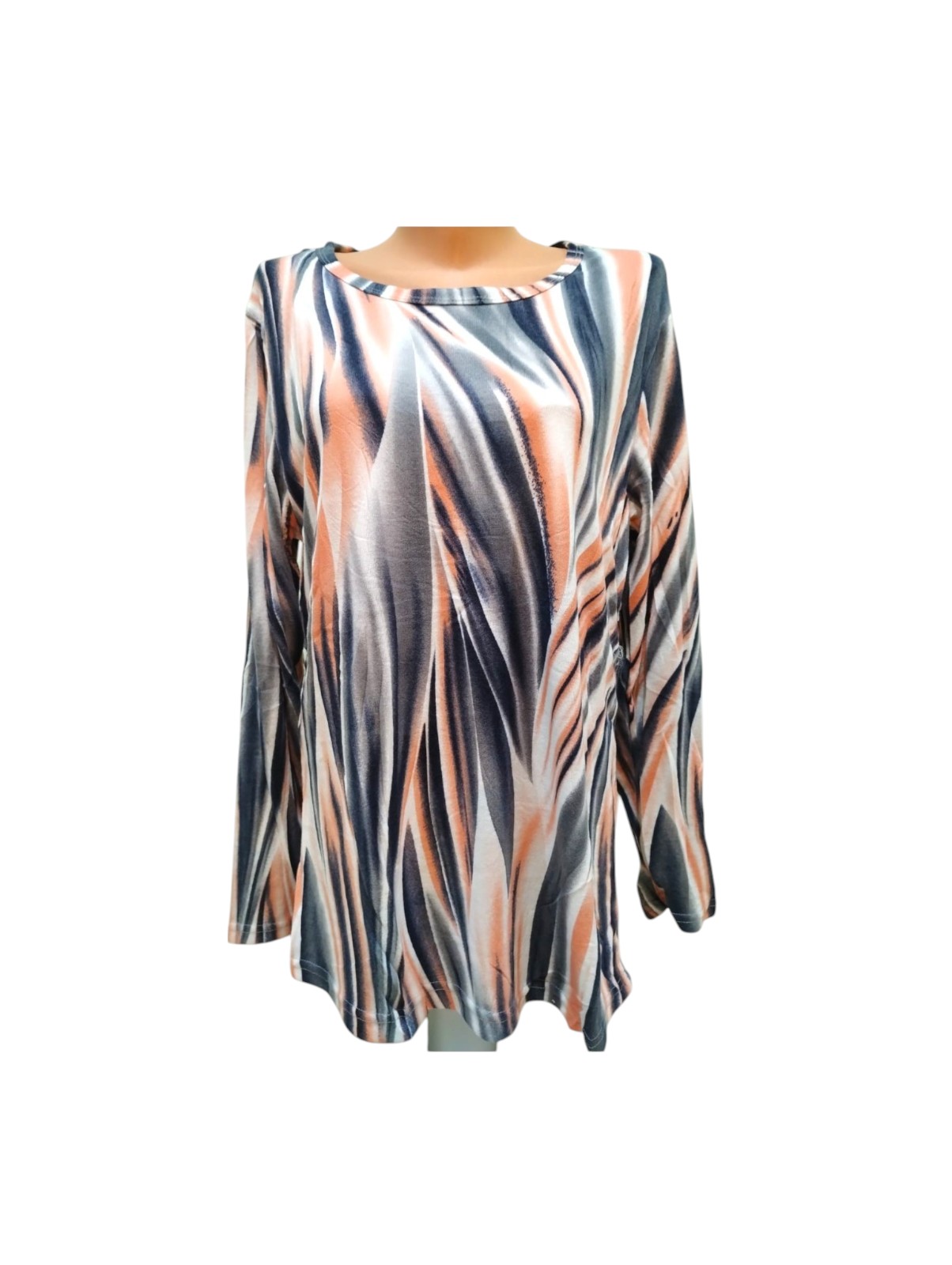 49-Photoroom Bluza dama multicolor in dungi portocaliu, PFP49 - imagine 1