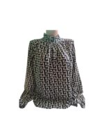 Bluza de dama labirint alb-negru creata la gat, PFP65 - imagine 2