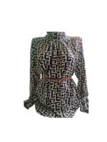 Bluza de dama labirint alb-negru creata la gat, PFP65